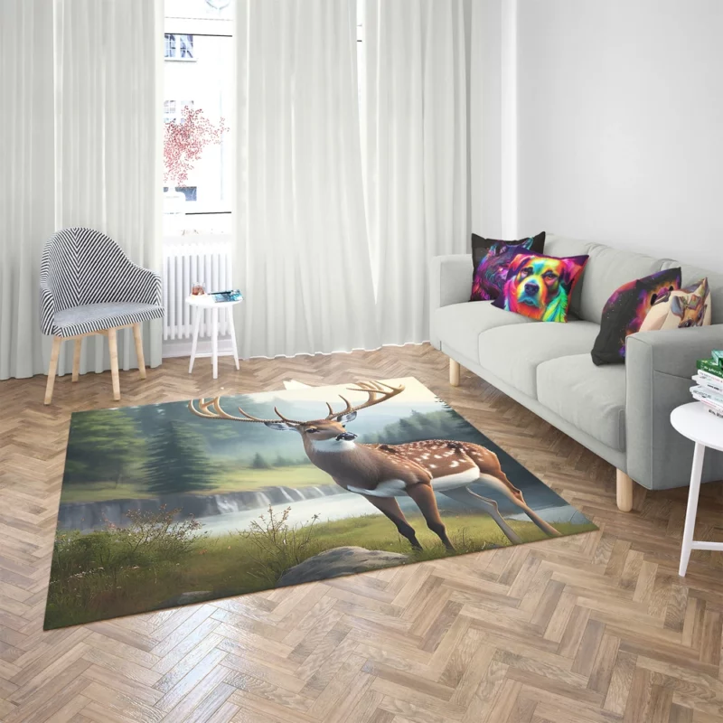 Serene Deer in Nature Rug 2