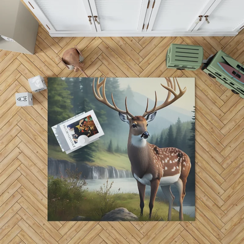 Serene Deer in Nature Rug