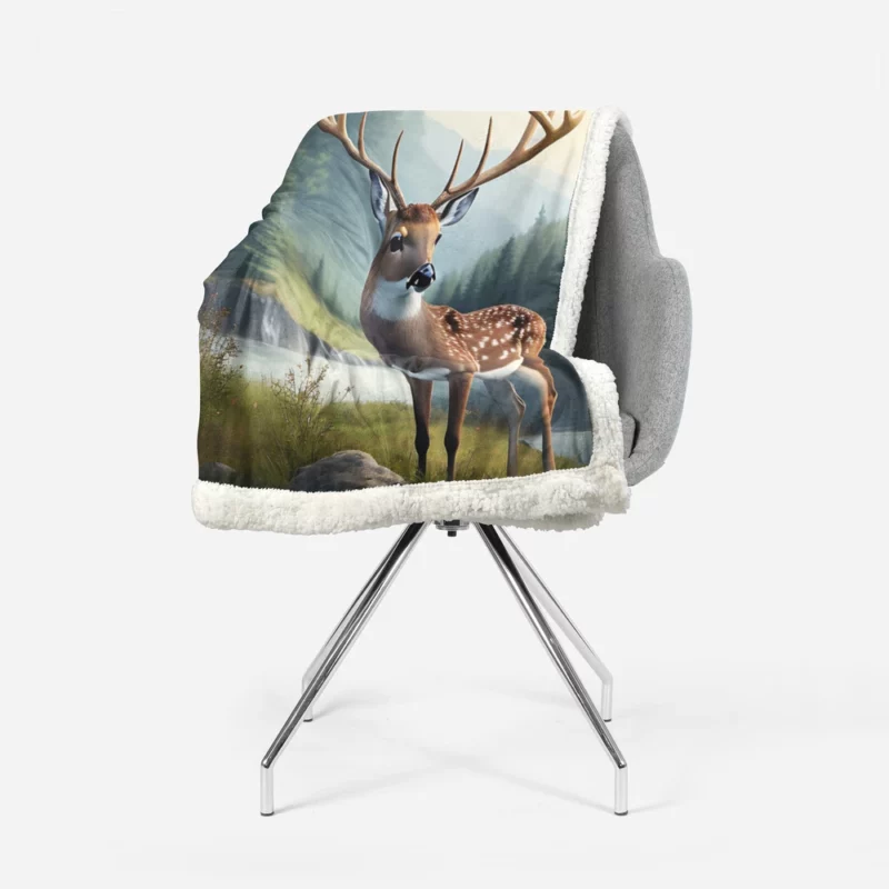 Serene Deer in Nature Sherpa Fleece Blanket 1