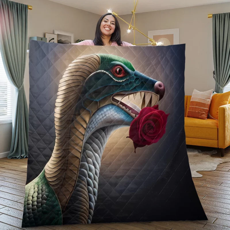 Serpent and Rose Quilt Blanket