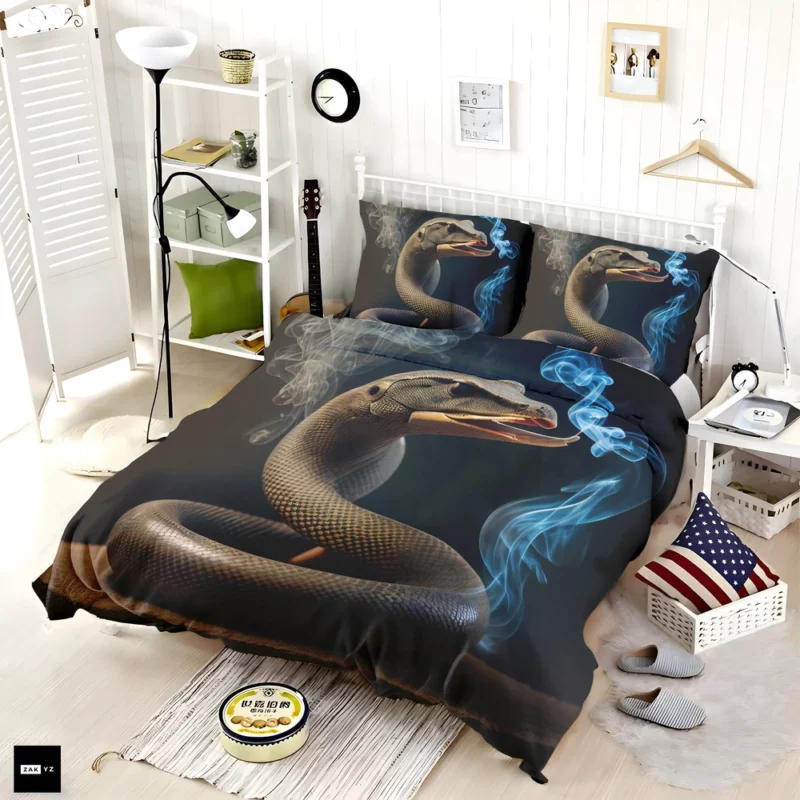 Serpentine Beauty on Black Bedding Set