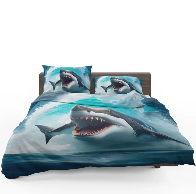 Shark Swimming with Mouth Wide Open Bedding Set 1