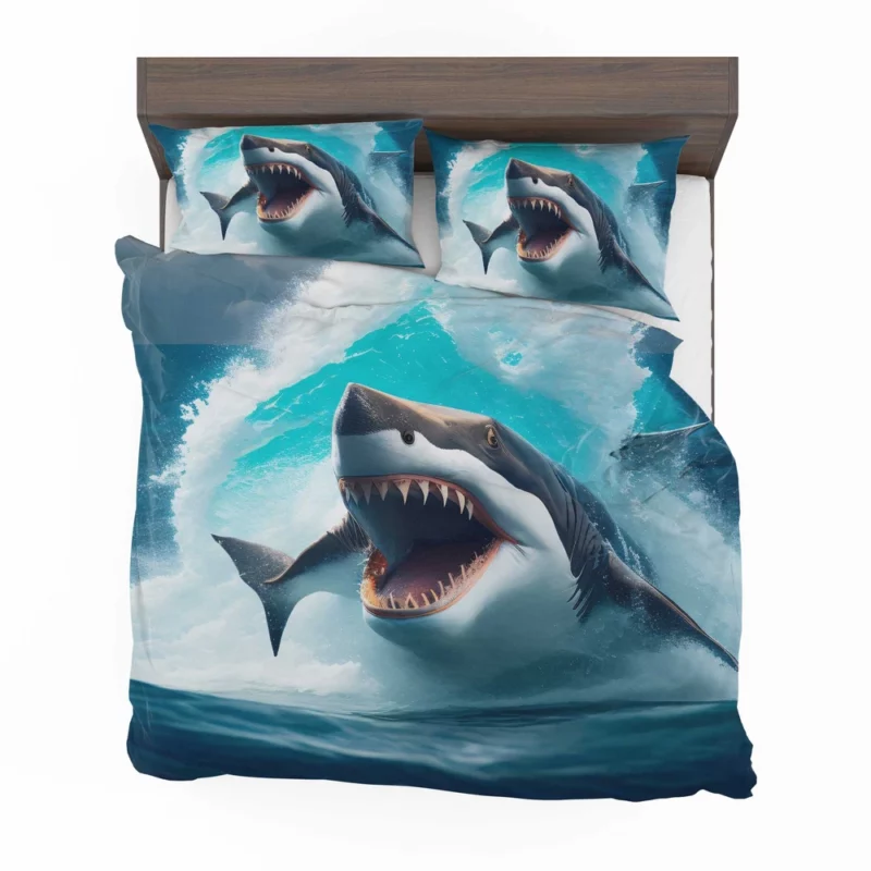 Shark Swimming with Mouth Wide Open Bedding Set 2