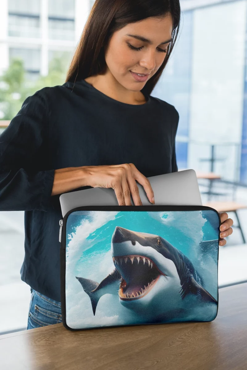 Shark Swimming with Mouth Wide Open Laptop Sleeve 1