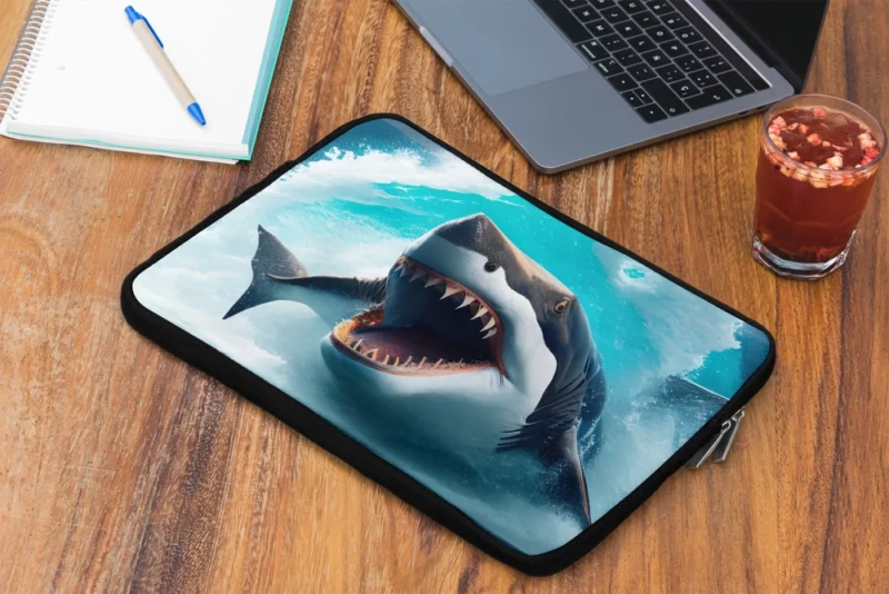 Shark Swimming with Mouth Wide Open Laptop Sleeve 2