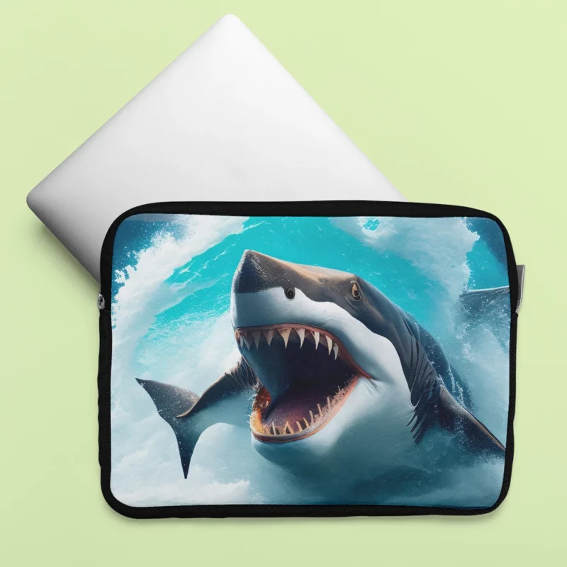 Shark Swimming with Mouth Wide Open Laptop Sleeve