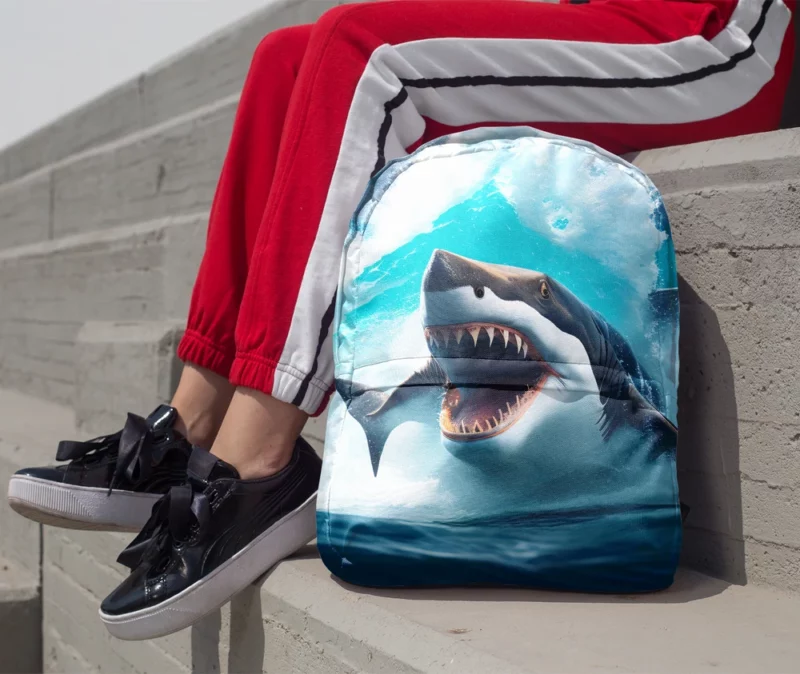 Shark Swimming with Mouth Wide Open Minimalist Backpack 1