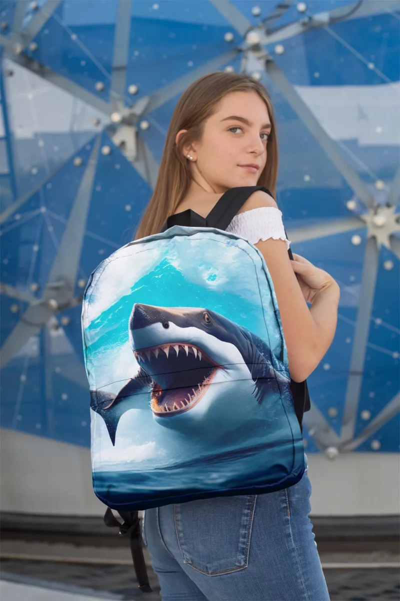 Shark Swimming with Mouth Wide Open Minimalist Backpack 2