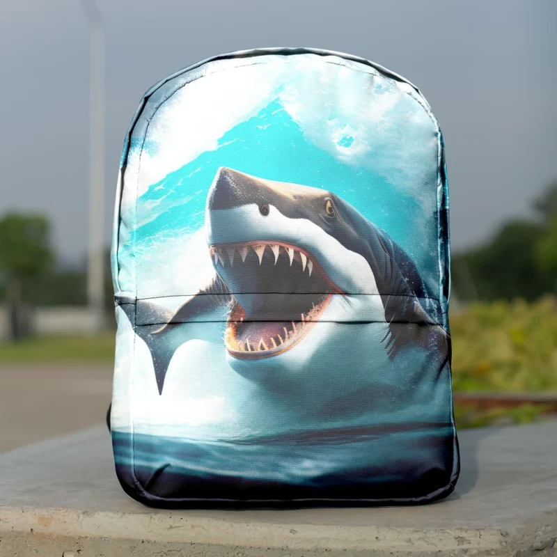 Shark Swimming with Mouth Wide Open Minimalist Backpack