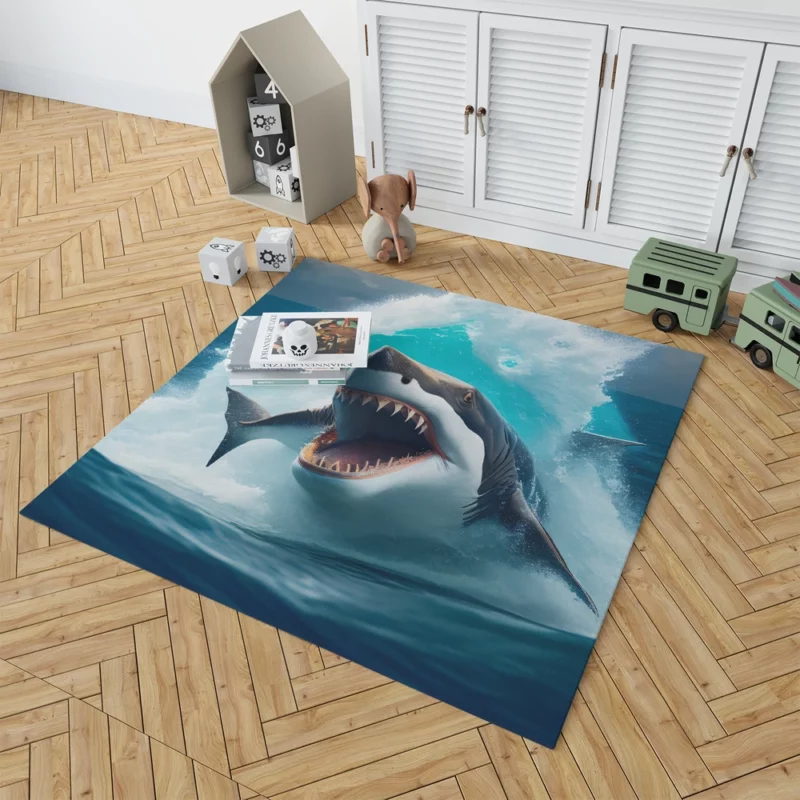 Shark Swimming with Mouth Wide Open Rug 1