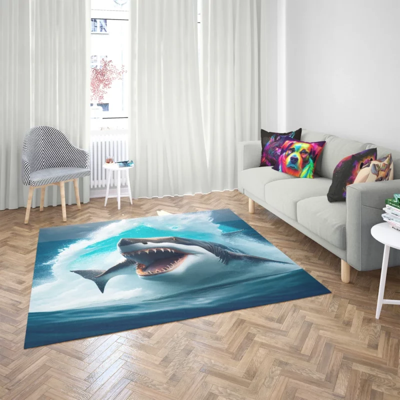 Shark Swimming with Mouth Wide Open Rug 2