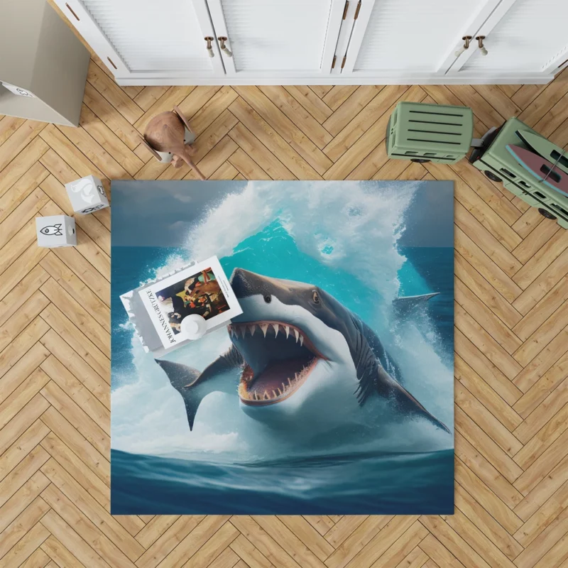 Shark Swimming with Mouth Wide Open Rug