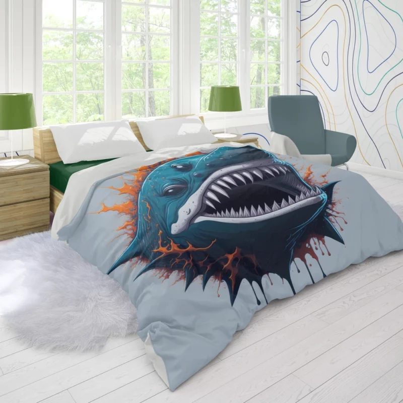 Shark with Blue Tail and Red Spot Duvet Cover