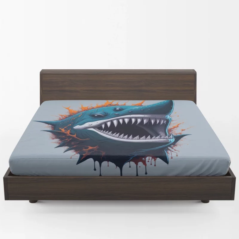 Shark with Blue Tail and Red Spot Fitted Sheet 1