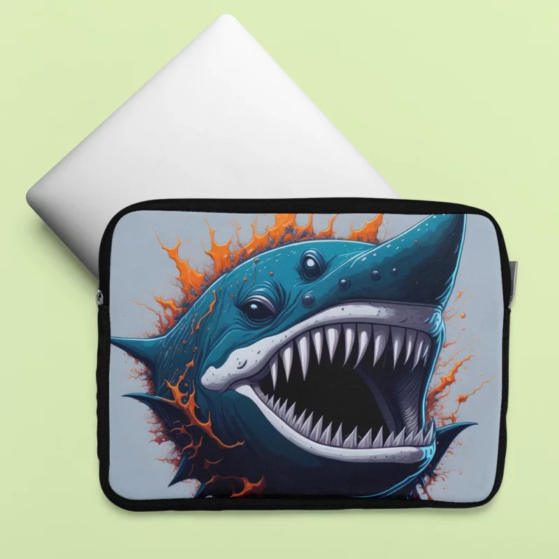 Shark with Blue Tail and Red Spot Laptop Sleeve