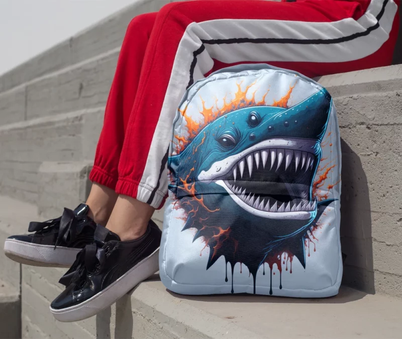Shark with Blue Tail and Red Spot Minimalist Backpack 1