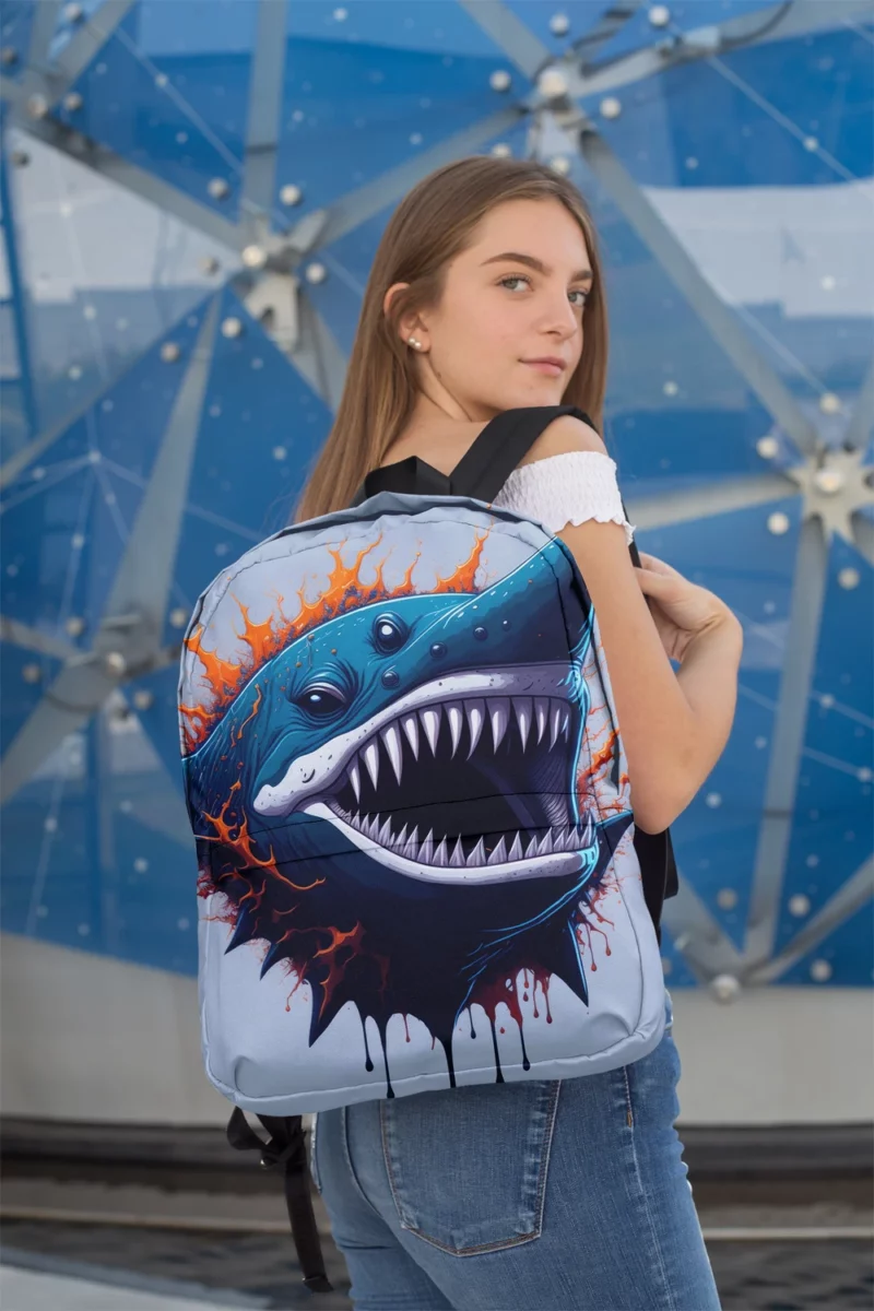 Shark with Blue Tail and Red Spot Minimalist Backpack 2