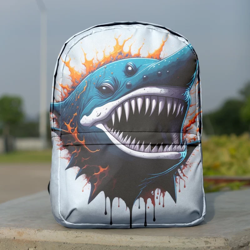Shark with Blue Tail and Red Spot Minimalist Backpack