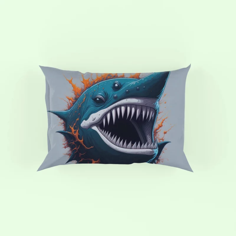 Shark with Blue Tail and Red Spot Pillow Case