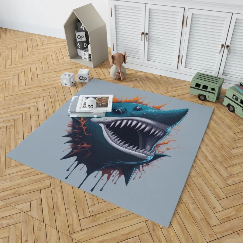 Shark with Blue Tail and Red Spot Rug 1