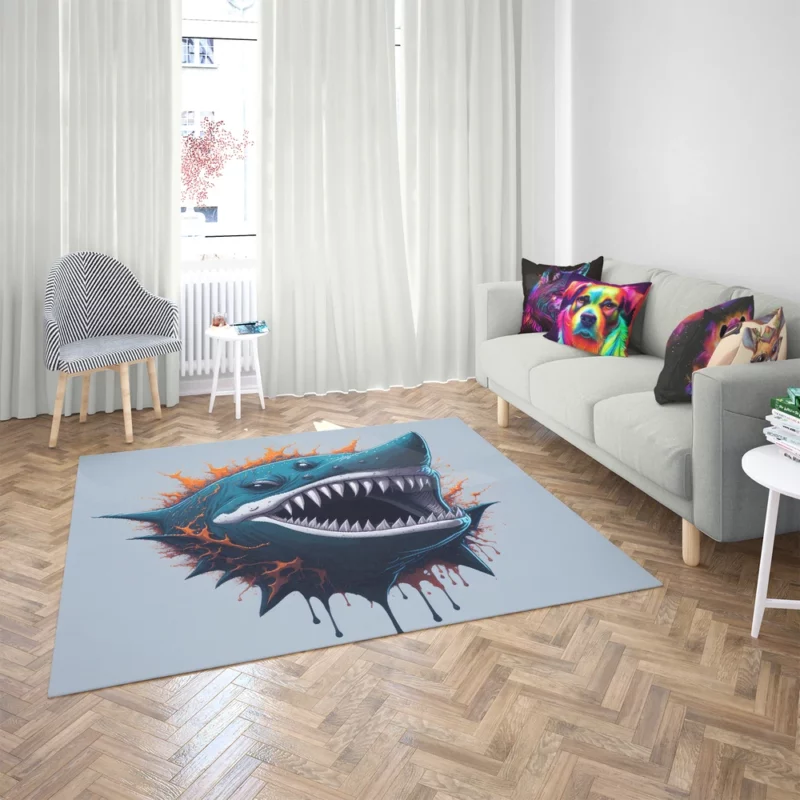 Shark with Blue Tail and Red Spot Rug 2