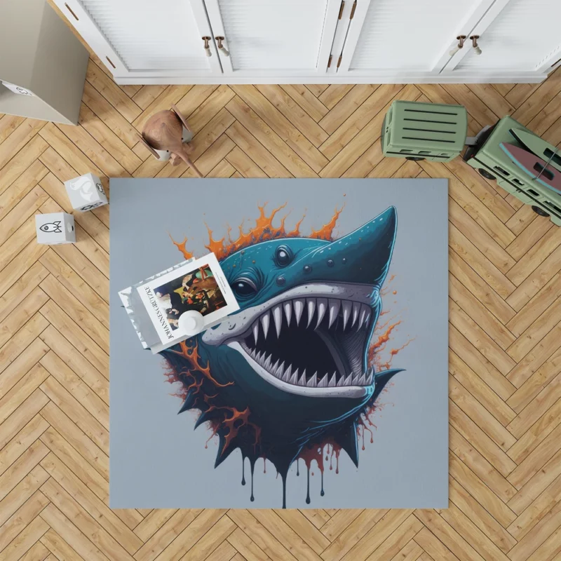 Shark with Blue Tail and Red Spot Rug