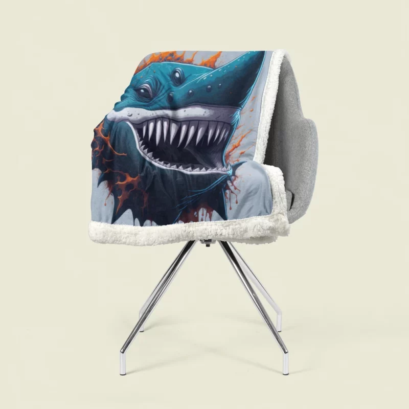 Shark with Blue Tail and Red Spot Sherpa Fleece Blanket 1