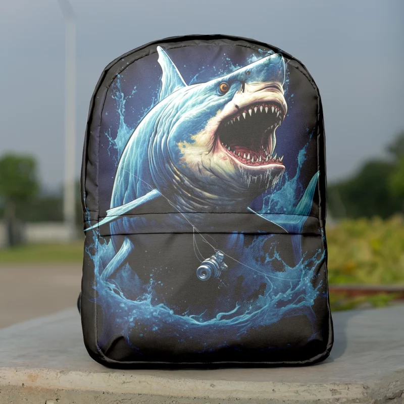 Shark with Fishing Hook in Its Mouth Minimalist Backpack