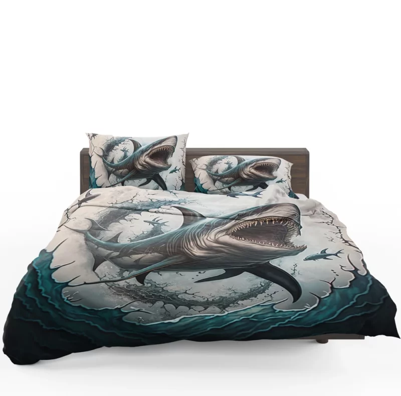 Shark with Open Mouth in Ocean Bedding Set 1