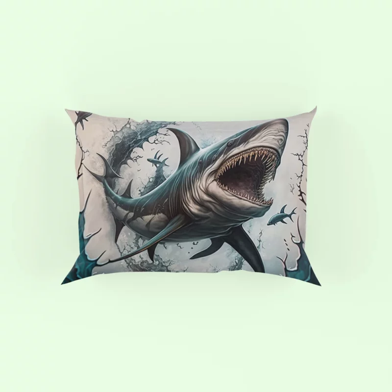 Shark with Open Mouth in Ocean Pillow Case