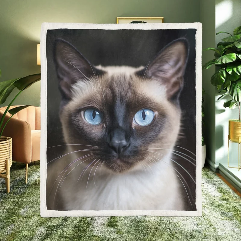 Siamese Cat AI Generation Sherpa Fleece Blanket