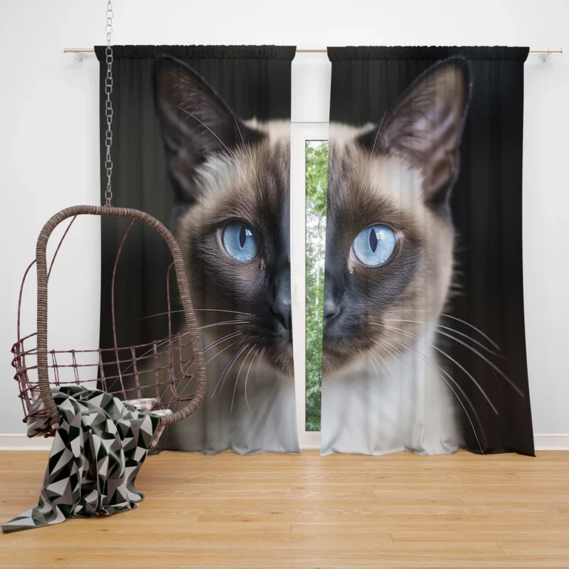 Siamese Cat AI Generation Window Curtain