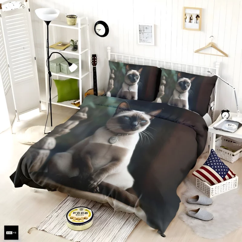 Siamese Cat Meditating Bedding Set