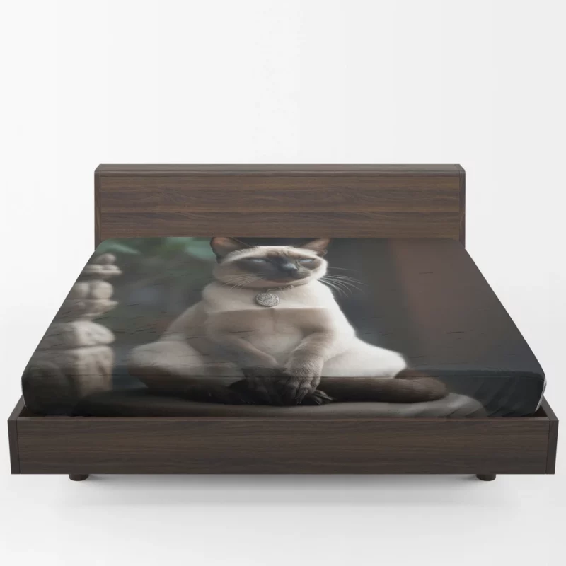 Siamese Cat Meditating Fitted Sheet 1