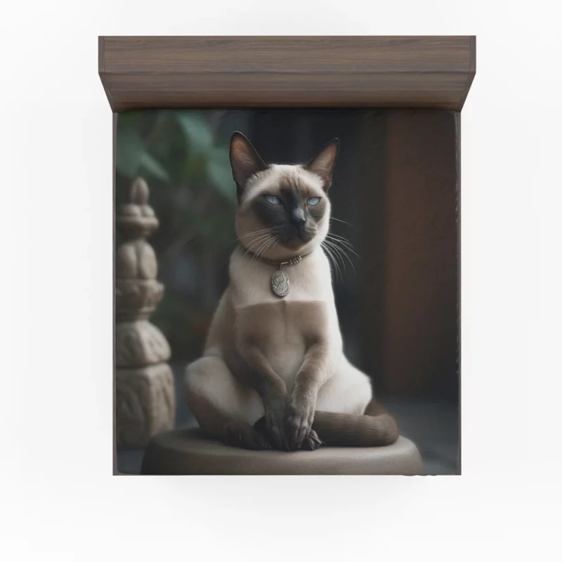 Siamese Cat Meditating Fitted Sheet