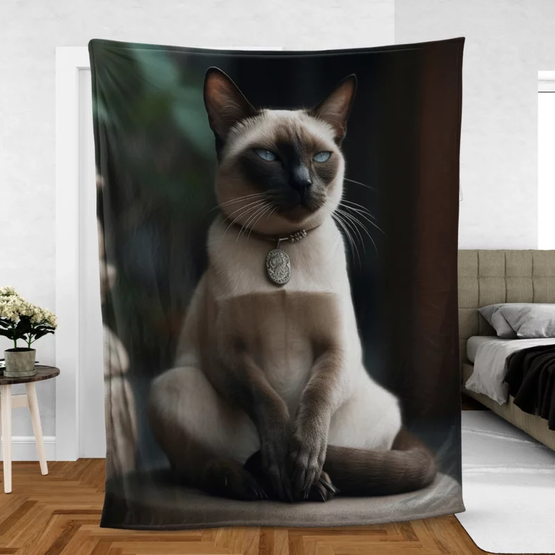 Siamese Cat Meditating Fleece Blanket