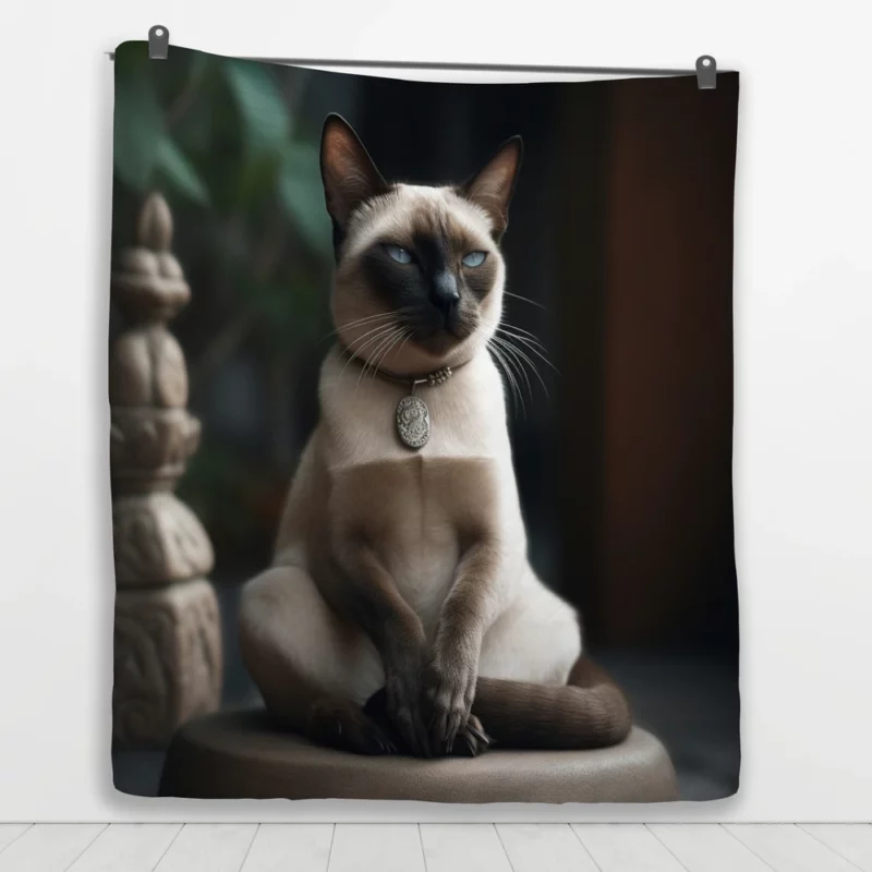 Siamese Cat Meditating Quilt Blanket 1