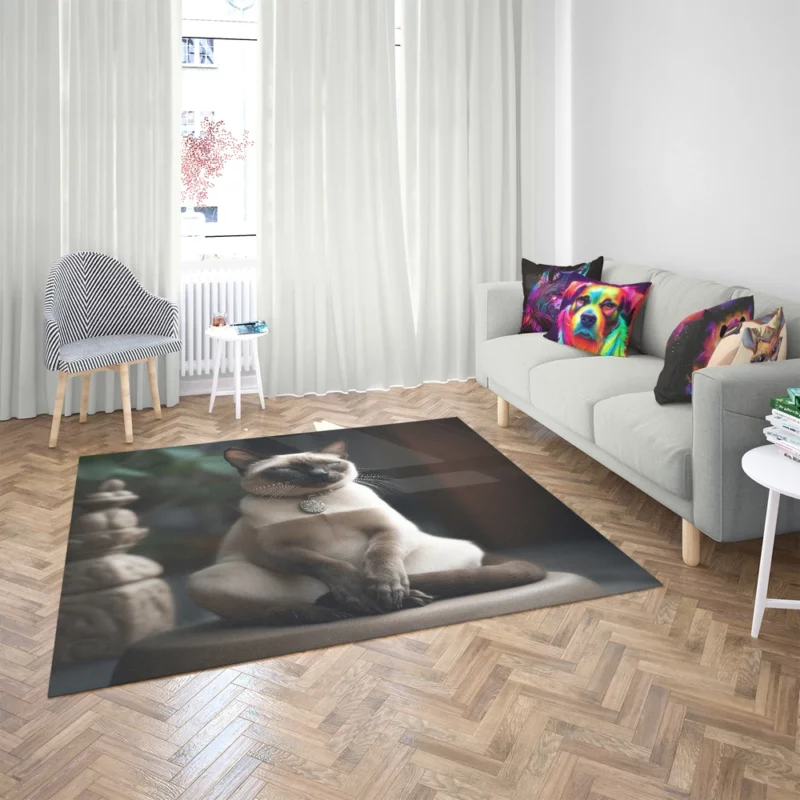 Siamese Cat Meditating Rug 2