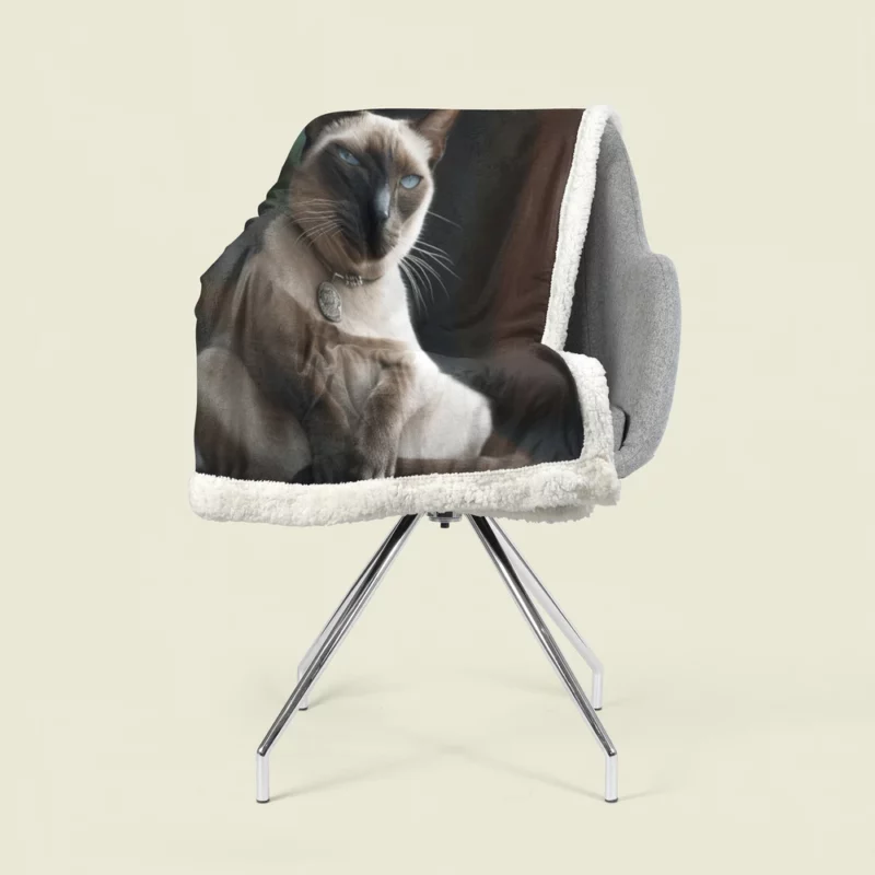 Siamese Cat Meditating Sherpa Fleece Blanket 1