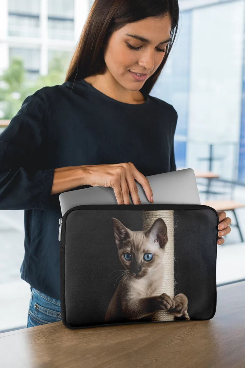 Siamese Kitten Scratching Post Laptop Sleeve 1