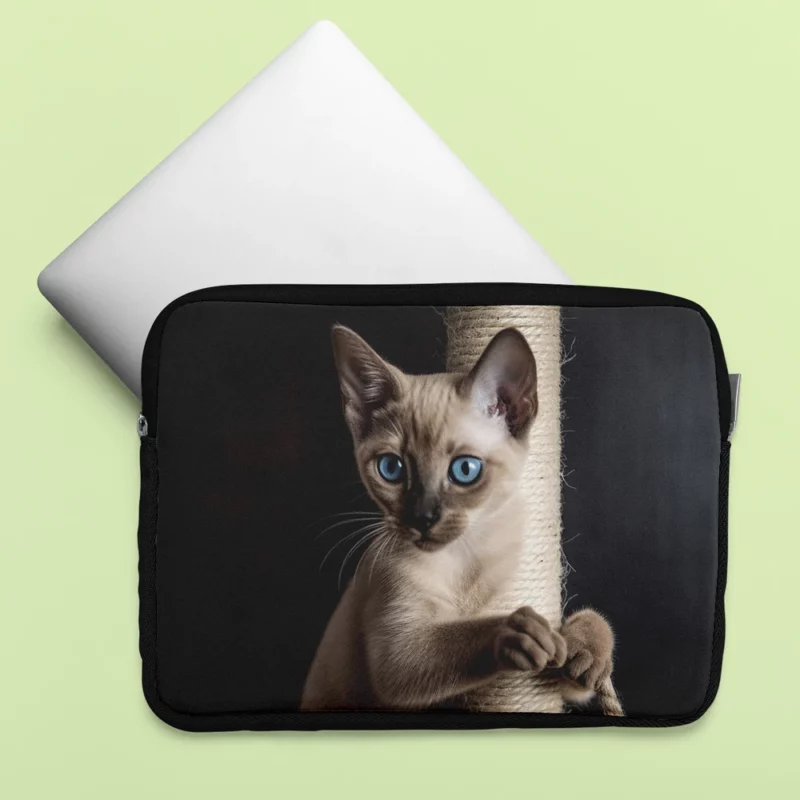 Siamese Kitten Scratching Post Laptop Sleeve