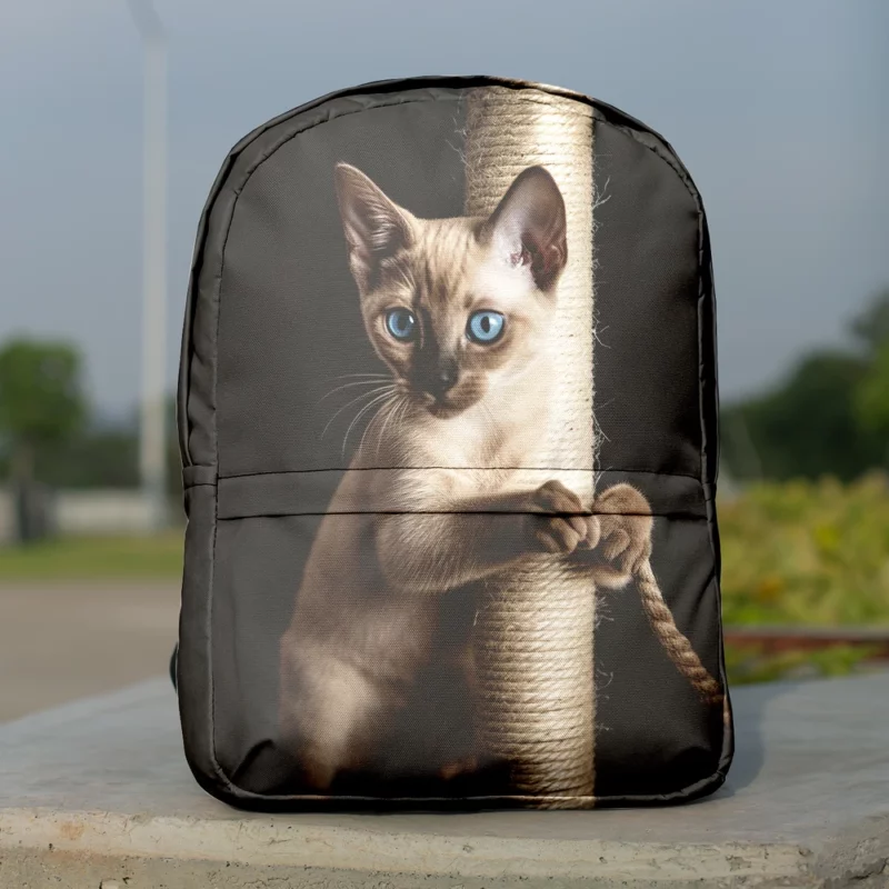 Siamese Kitten Scratching Post Minimalist Backpack