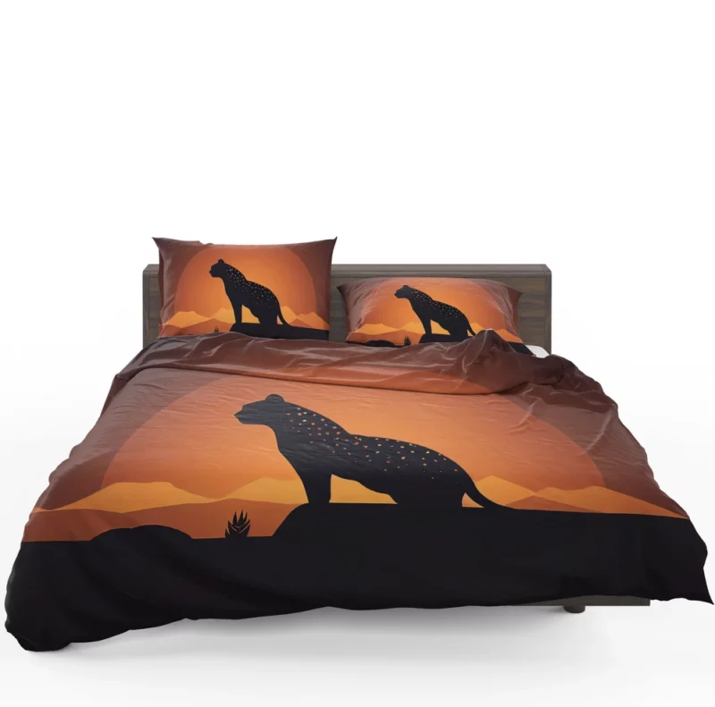 Silhouetted Leopard Sunset Bedding Set 1