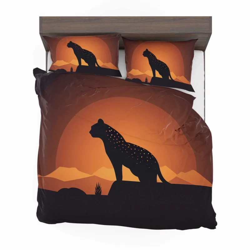 Silhouetted Leopard Sunset Bedding Set 2