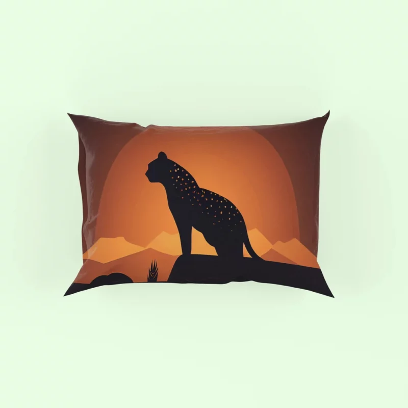 Silhouetted Leopard Sunset Pillow Case