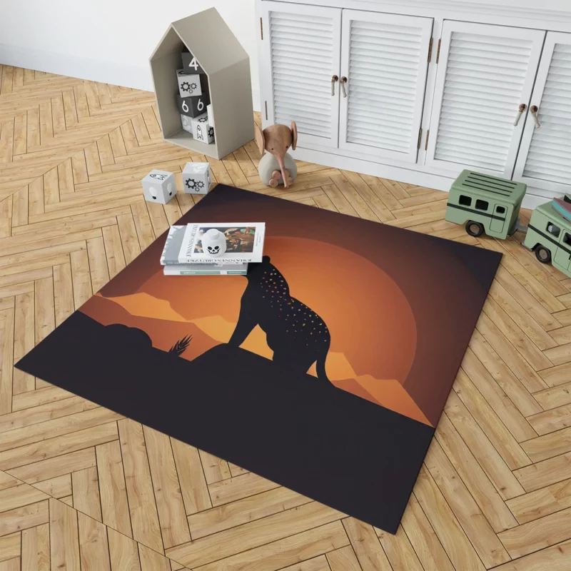 Silhouetted Leopard Sunset Rug 1