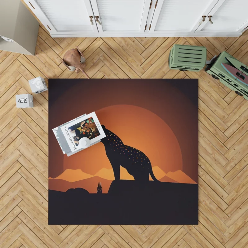 Silhouetted Leopard Sunset Rug