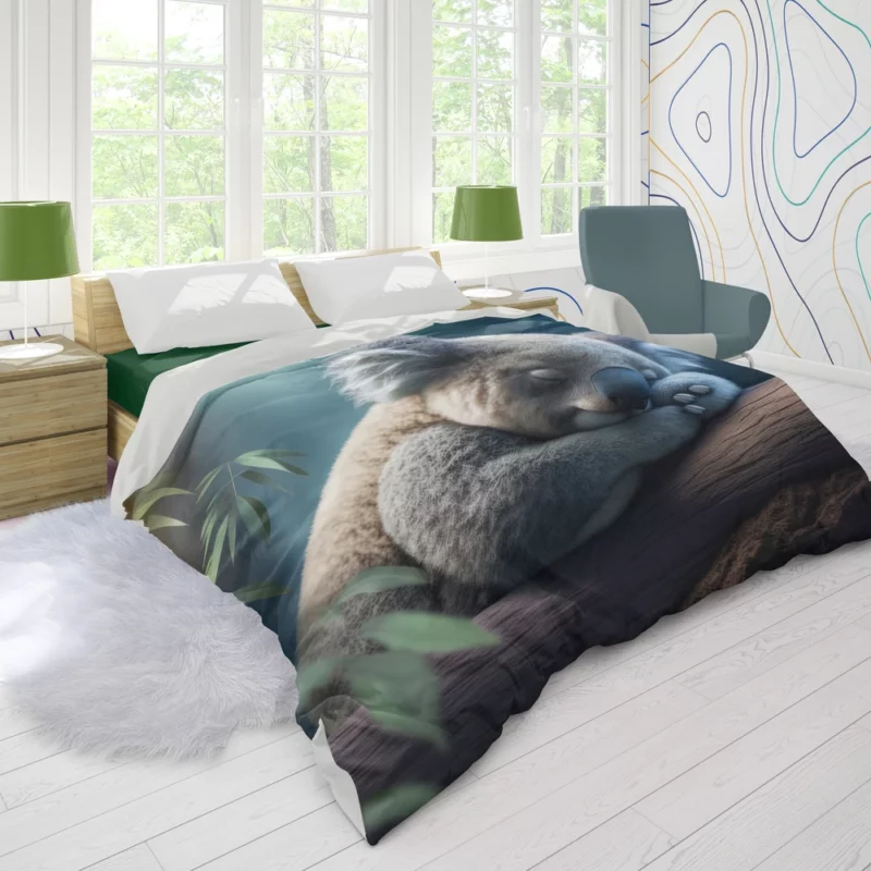 Sleeping Koala Close-Up Duvet Cover