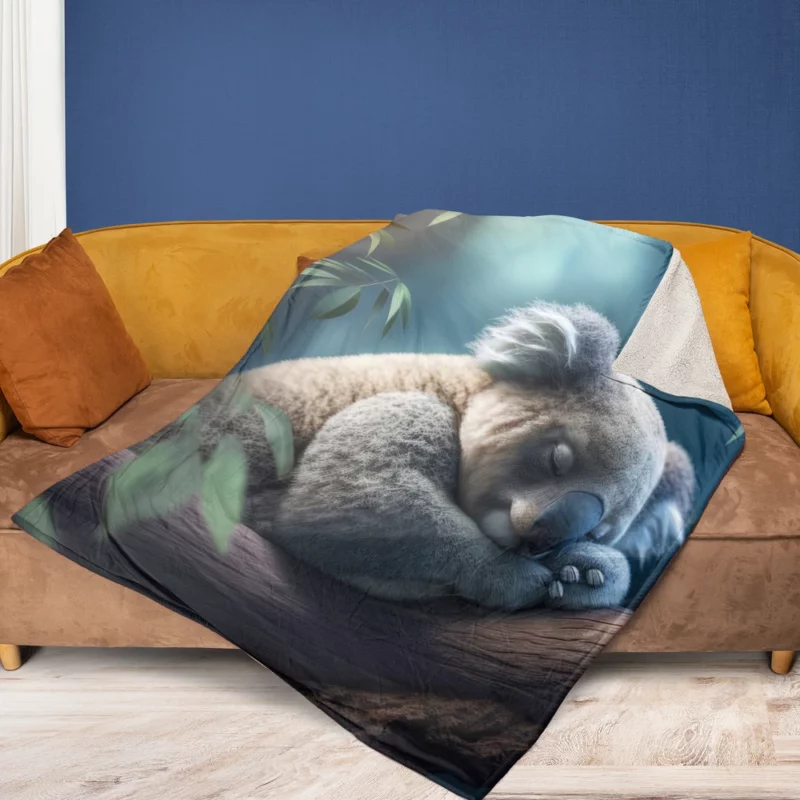 Sleeping Koala Close-Up Fleece Blanket 1