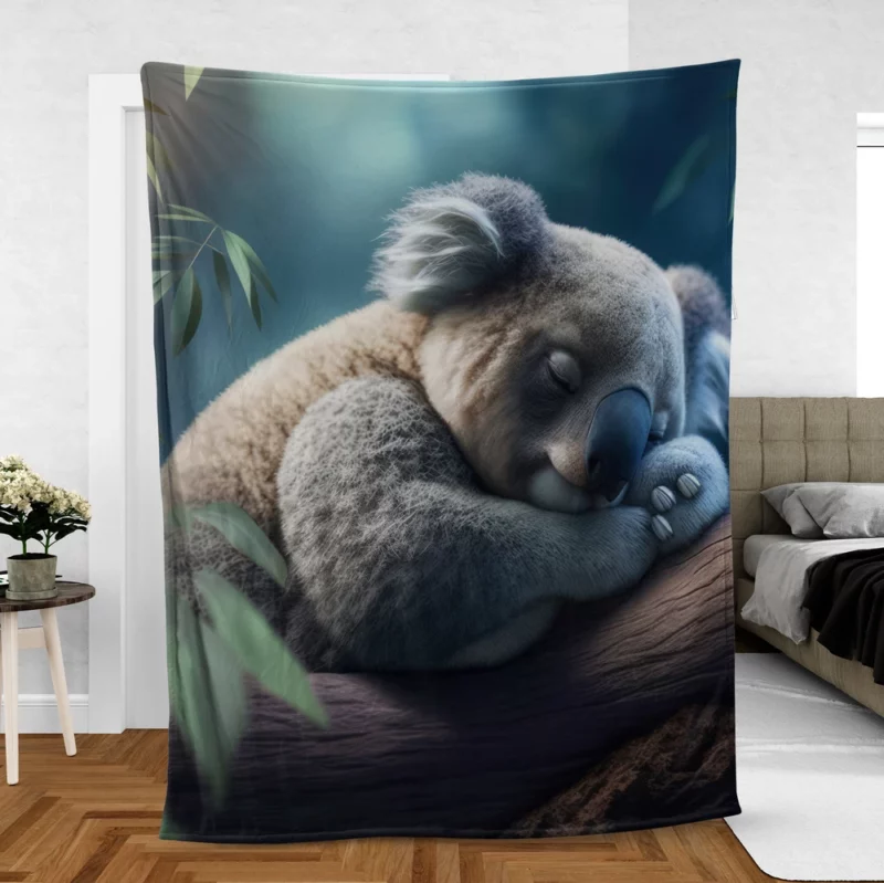 Sleeping Koala Close-Up Fleece Blanket